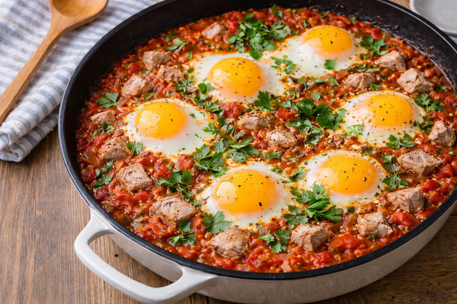 Cuisinez l&rsquo;Ojja : Une omelette au Thon, légumes et harissa